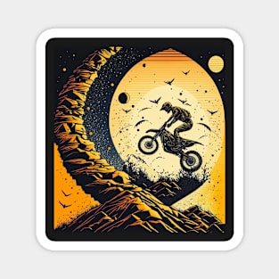 Dirt bike stunt w/moon orange and black Magnet