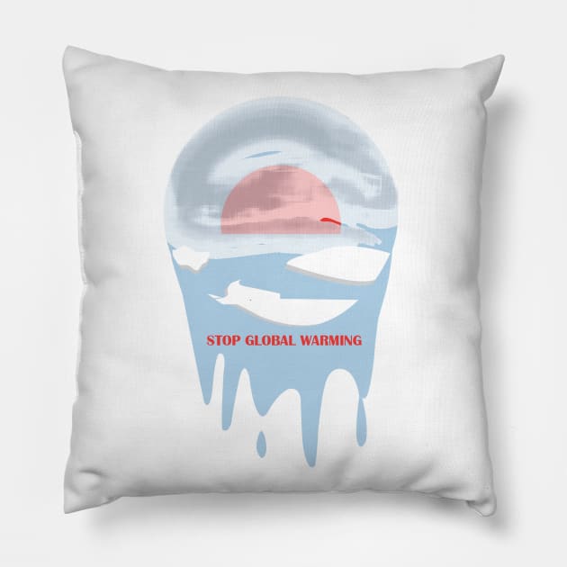 Stop Global Warming Pillow by dddesign