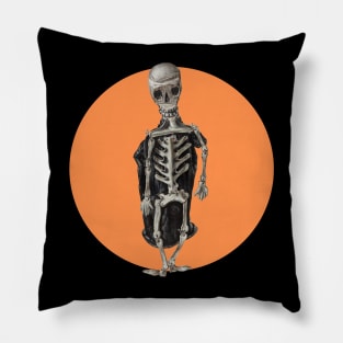 Halloween, Skeleton Mr Bones - Orange and Black Pillow