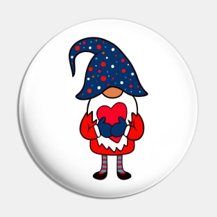 VALENTINE Gnome Romantic Red Heart Pin