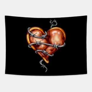 Barbed Wire Broken Heart Creepy Valentine Tapestry