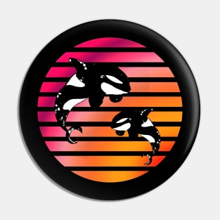 Jumping Orcas Sunset Circle Pin
