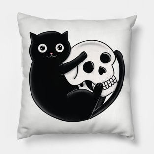 Cat and skull Pillow