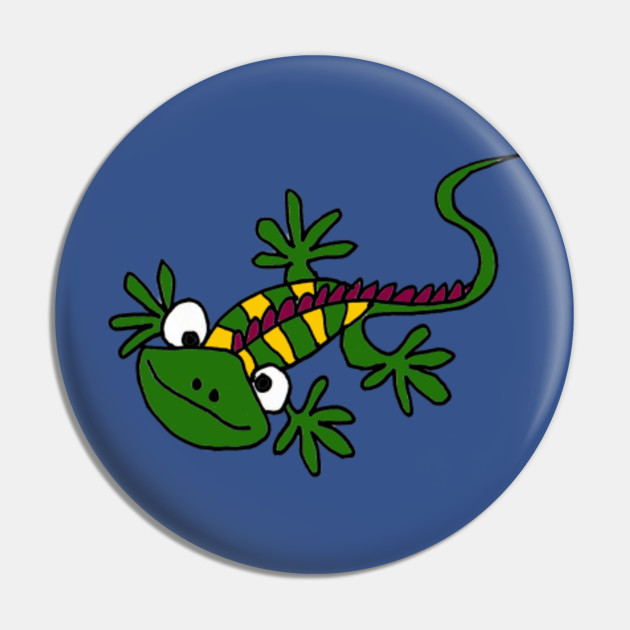 Funny Gecko Lizard Cartoon Gecko Pin Teepublic