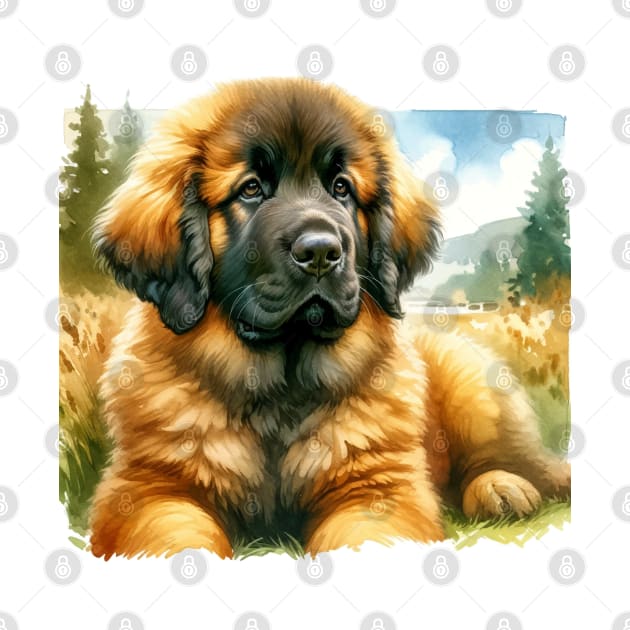 Watercolor Leonberger Puppies - Cute Puppy by Aquarelle Impressions