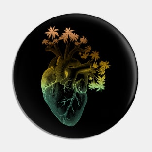 Anatomically Correct Human Heart - Palm Trees Pin