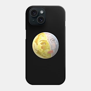 Woman's Face in Sun and Moon (Black Background) Phone Case