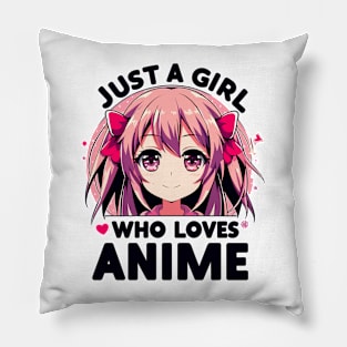 Anime Fanatic Pink-Haired Girl Design Pillow