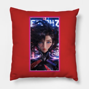 Anime Race Girl | Special Anime Artwork | Pink Red Black Blue Chibi Manga Anime Art Pillow