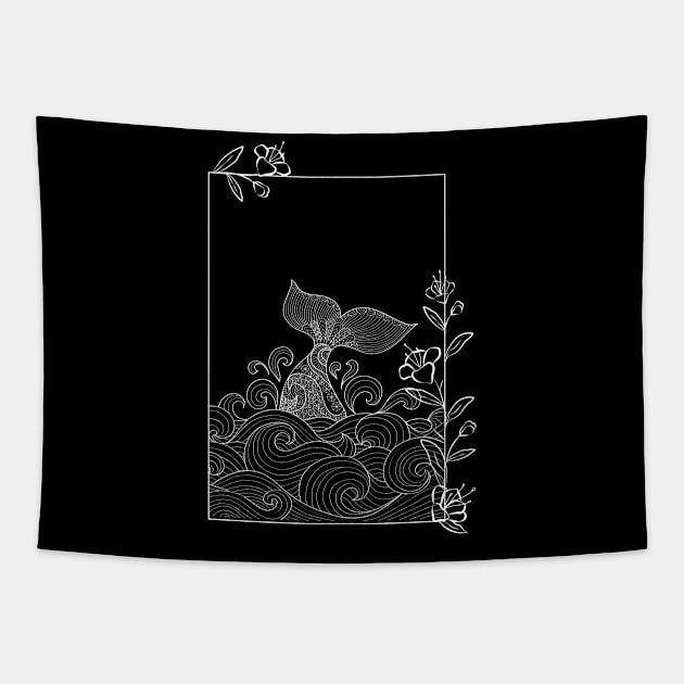 Floral whale Art Tapestry by NICHE&NICHE