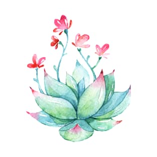 Watercolor Succulent sticker T-Shirt