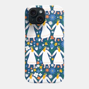 Midsummer dancing girls in flower field Phone Case