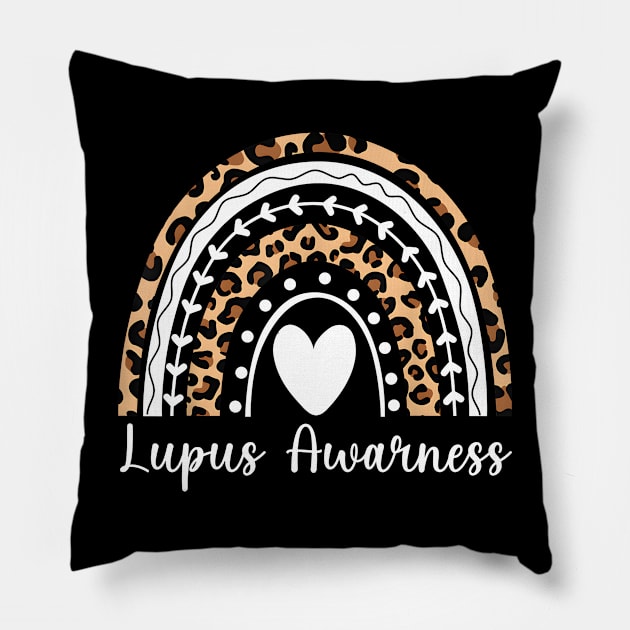 Lupus Awareness Rainbow Leopard Pillow by JazlynShyann