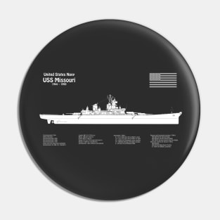 USS Missouri bb-63. World War II Battleship - PBDpng Pin