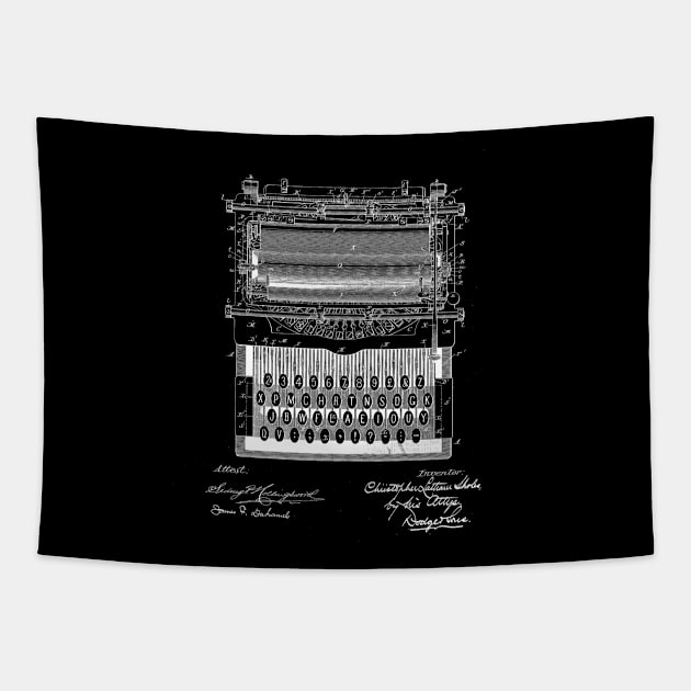 Typewriter Vintage Patent Drawing Tapestry by TheYoungDesigns