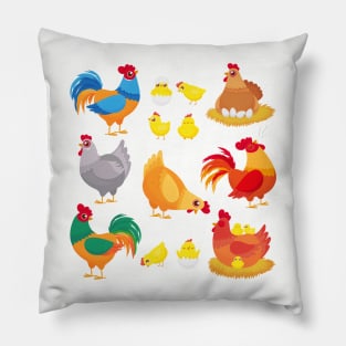 Country Chickens Cottagecore Aesthetics Farm Nature Hens Pillow