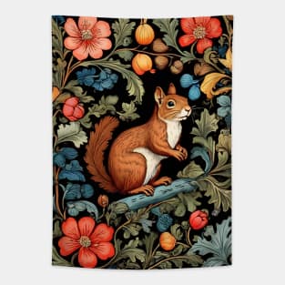 Squirrel in Forest | William Morris Inspired Art | Nature Artwork T-Shirt Tapestry