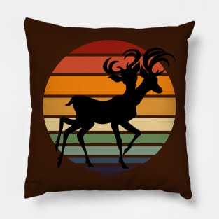 Mutated Deer Retro Sunset Pillow