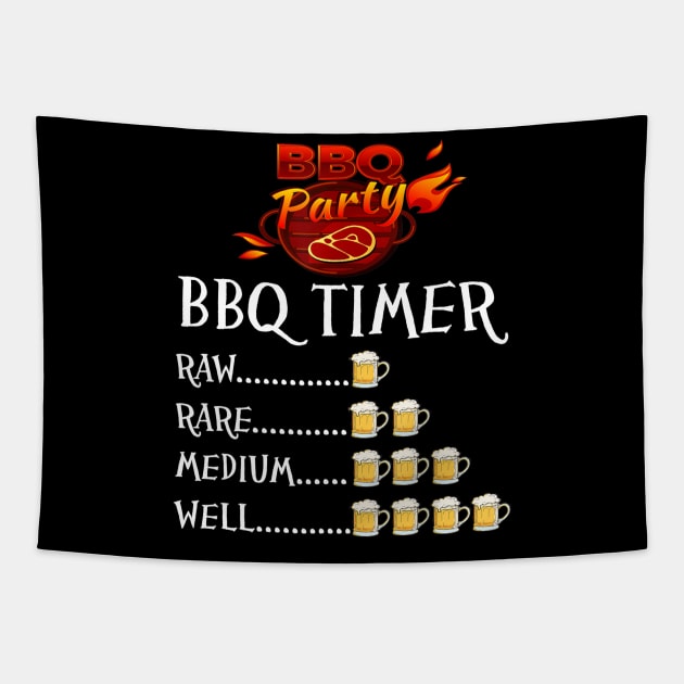 BBQ Timer  Beer Gift for Barbecue Beer and Meat lovers Tapestry by nellieuyangela