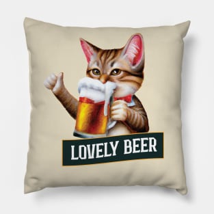 Cat that loves beer Pillow
