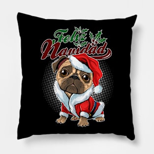 Feliz Navidad sweet pug Pillow