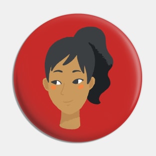 Asian woman black ponytail avatar Pin