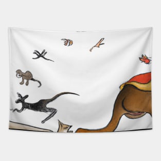 kittens and dogs running for lover's day best lovers day gift for animal owners Tapestry