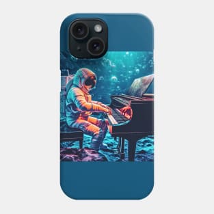 Astronaut Playing Piano Symphony on a Water Planet (Color Version), Cosmic Crescendo Phone Case