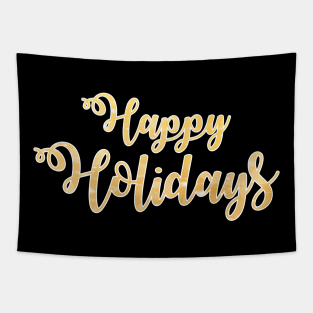 Happy Holidays' Phrase in Gold Tapestry