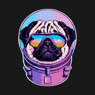 Pug 80s 90s Astronaut Dog Lover Puppy T-Shirt