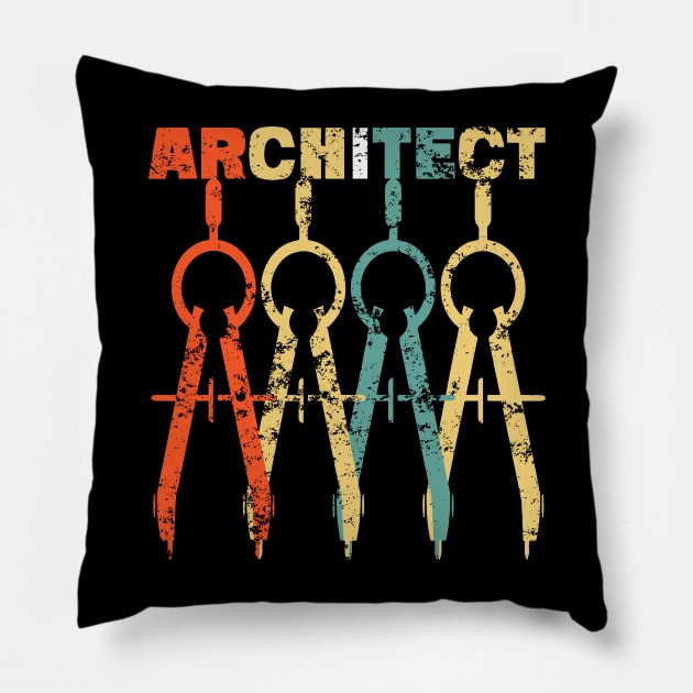 Retro Architect Compass Architecture Teacher Student Pillow by LEGO