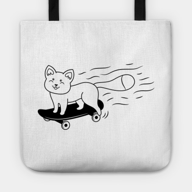 Cute Cat On Skateboard Drawing Sketch Geeky Style Cat Skateboard