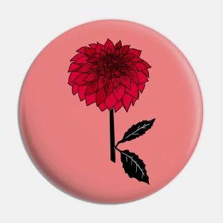 Red Dahlia Flower Pin