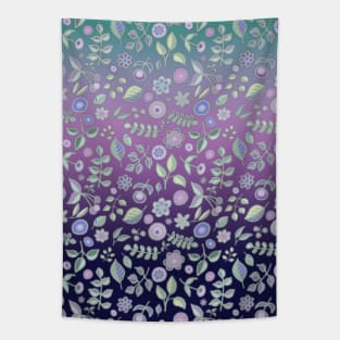 Ombre Nature Doodle Pattern in Navy & Purple Tapestry