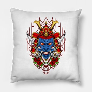 Samurai Cat | Red Kabuto Pillow