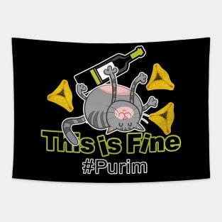 Purim party cat. This is fine. פורים שמח Tapestry