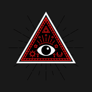 All Seeing eye - red and black with black eye T-Shirt