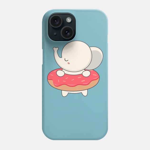 Kawaii Cute Elephant With Donut Phone Case by happinessinatee