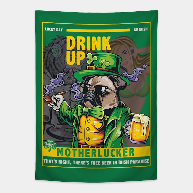 St. Patrick's Day-Irish Drinking Team-Lucky Shamrock Tapestry by POD Anytime