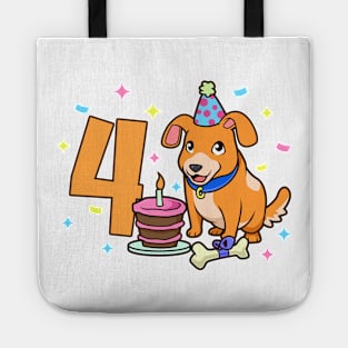 I am 4 with dog - kids birthday 4 years old Tote