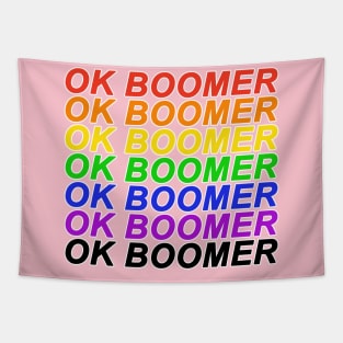 OK BOOMER Have a Terrible Day Rainbow Design Tapestry