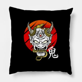 Japanese Devil Art Mask Demon Oni Harajuku T-Shirt Pillow