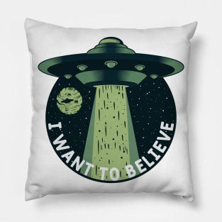 UFO Universe I Want To Believe Pillow