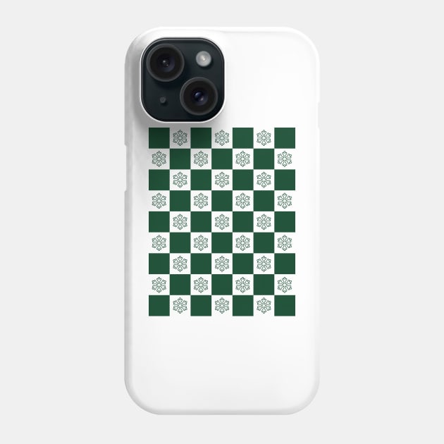 checkerboard snow christmas pattern Phone Case by Hi Project