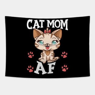 Cat Mom AF Hilarious Crazy Cat Lady Kitty Obsessed Tapestry