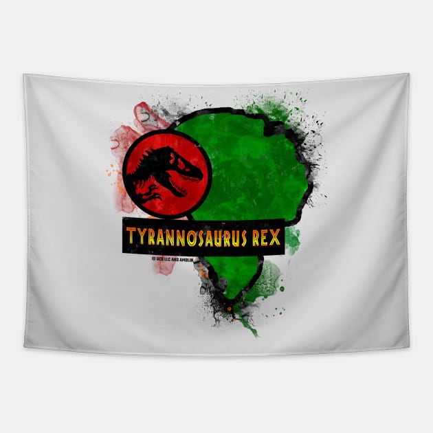 Tyrannosaurus Rex - Jurassic T rex Dino Paddock Sign Tapestry by Jurassic Merch