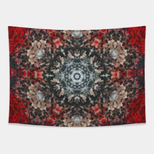 Digital Mandala Red and White Tapestry