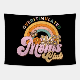 Overstimulated Moms club retro distressed design Tapestry