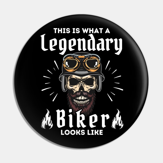 Skull Legendary Biker Motorcycle Mania Pin by ProLakeDesigns