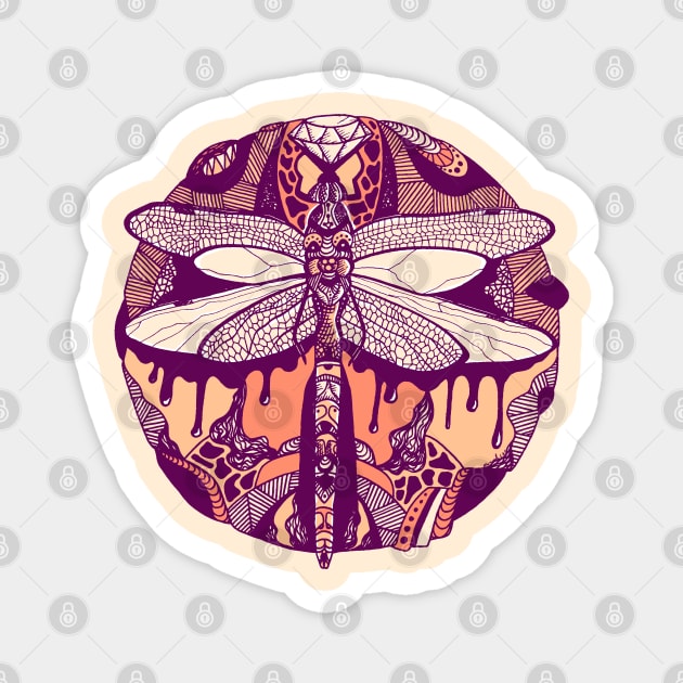 Peach Circle of the Dragonfly Magnet by kenallouis